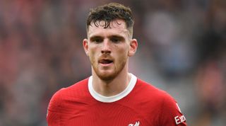 LIVERPOOL, ENGLAND - SEPTEMBER 24: Liverpool's Andrew Robertson during the Premier League match between Liverpool FC and West Ham United at Anfield on September 24, 2023 in Liverpool, England. (Photo by Dave Howarth - CameraSport via Getty Images)