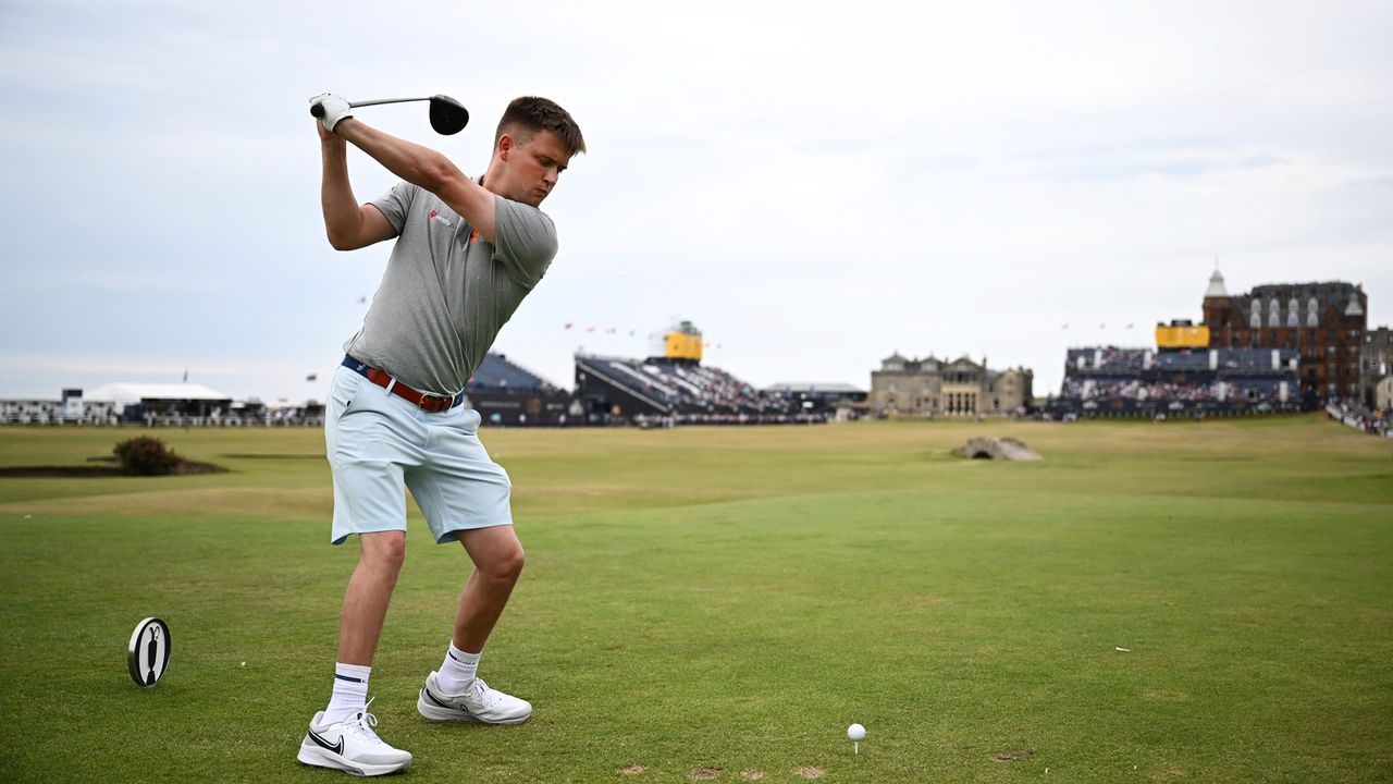 Kipp Popert tees off at the 18th in the Celebration of Champions ahead of The 150th Open in St Andrews