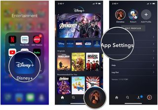Launch Disney+, tap Profile, tap App Settings