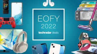 Various tech products surround text that reads 'EOFY 2022'