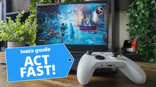 An HP Victus laptop with game controller