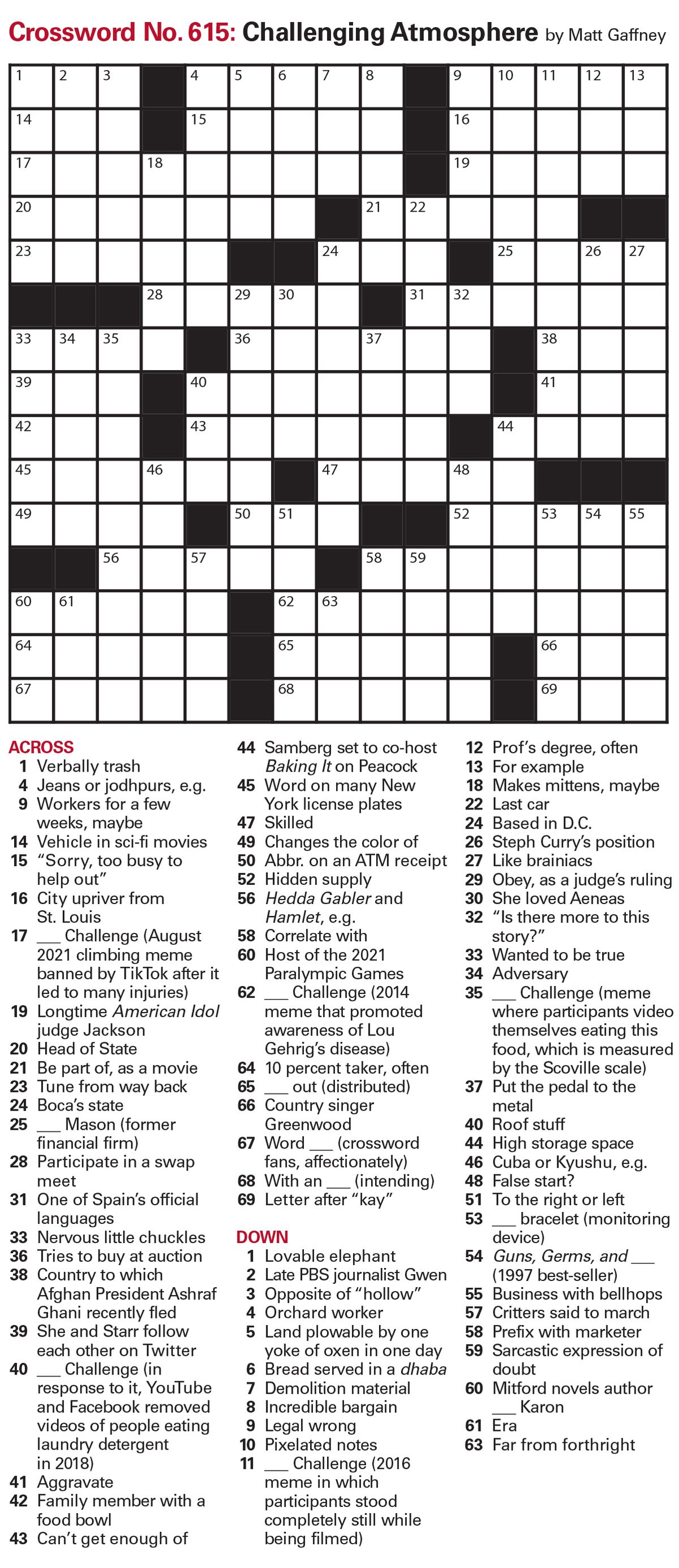 Puzzles: Printable Crossword and Sudoku - Issue: September 10, 2021