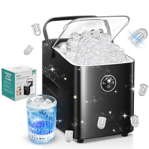 Fohere Ice Maker Machine Countertop, 14kg in 24h, Ice Ready in 5 Mins, 2 Bullet Sizes, Portable Ice Cube Maker With Handle, Self-Cleaning, Scoop&amp;amp;basket, Home/kitchen/office/rv