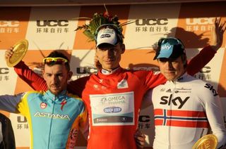 2012 Tour of Beijing GC podium (L-R): Francesco Gavazzi, 2nd; Tony Martin, 1st; and Edvald Boasson Hagen, 3rd