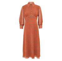 Finery London chiffon polka dot collared midi tea dress