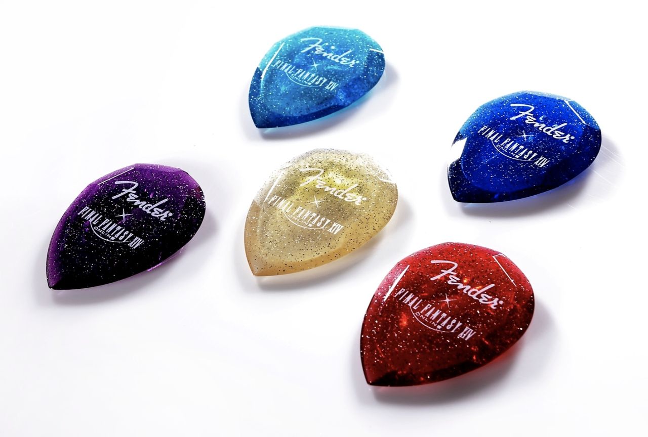 Fender's Final Fantasy XIV Strat Crystal Shard picks