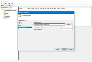Scheduler program script settings