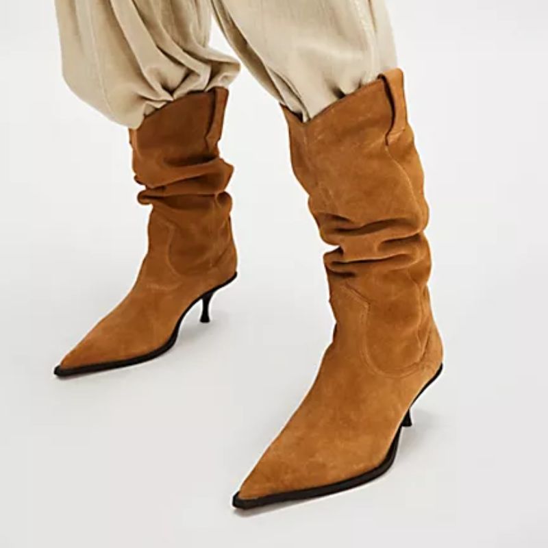 slouchy, tan boots