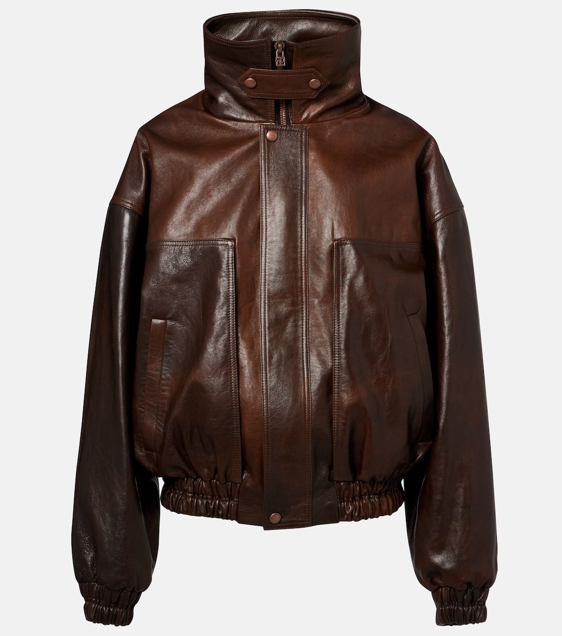 Oversized Leather Bomber Jacket