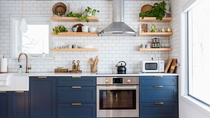 Luxury kitchen in blue and white.