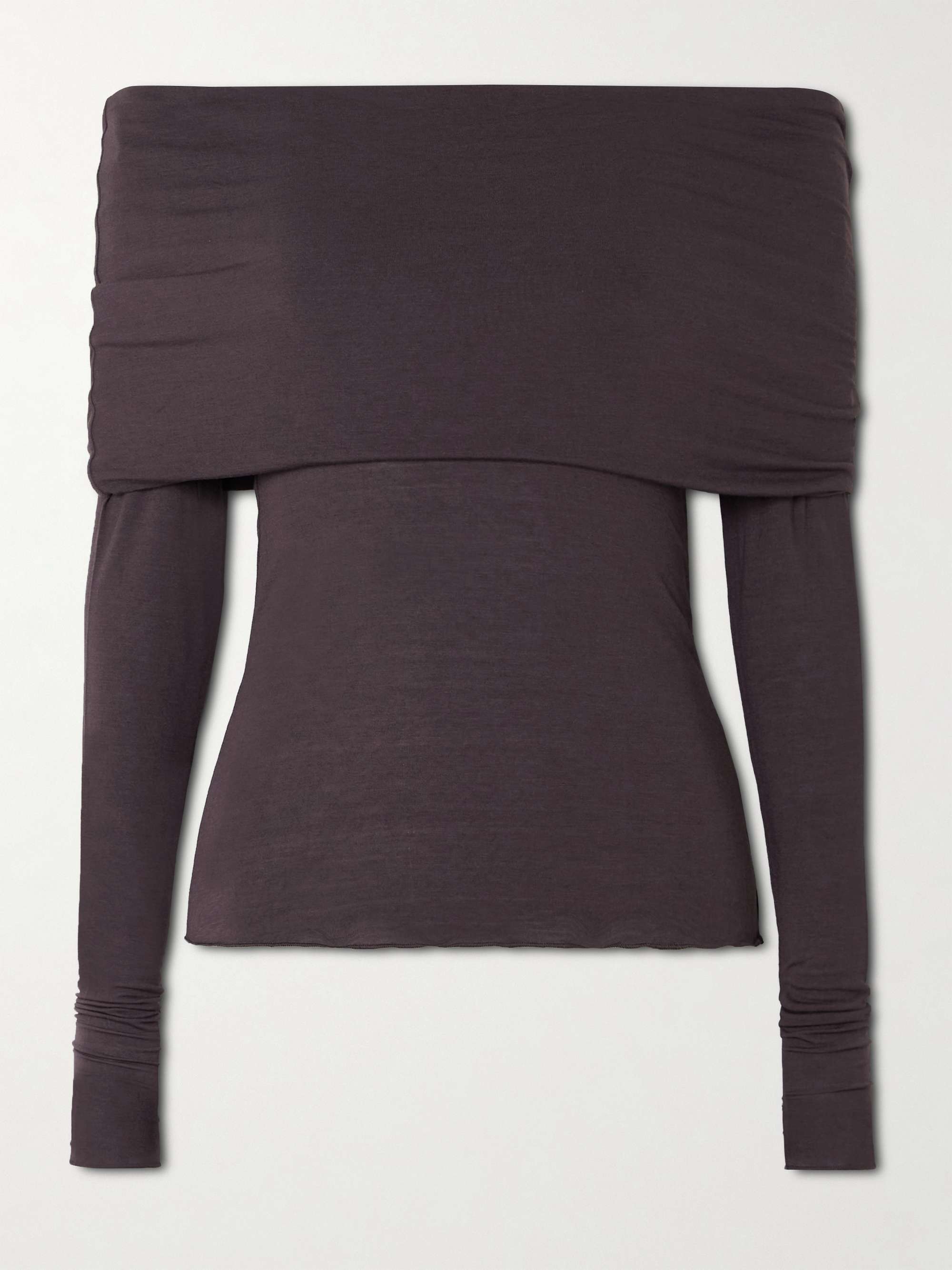 Sheer Modal-Blend Off-Shoulder Long-Sleeve Top - Phoenix