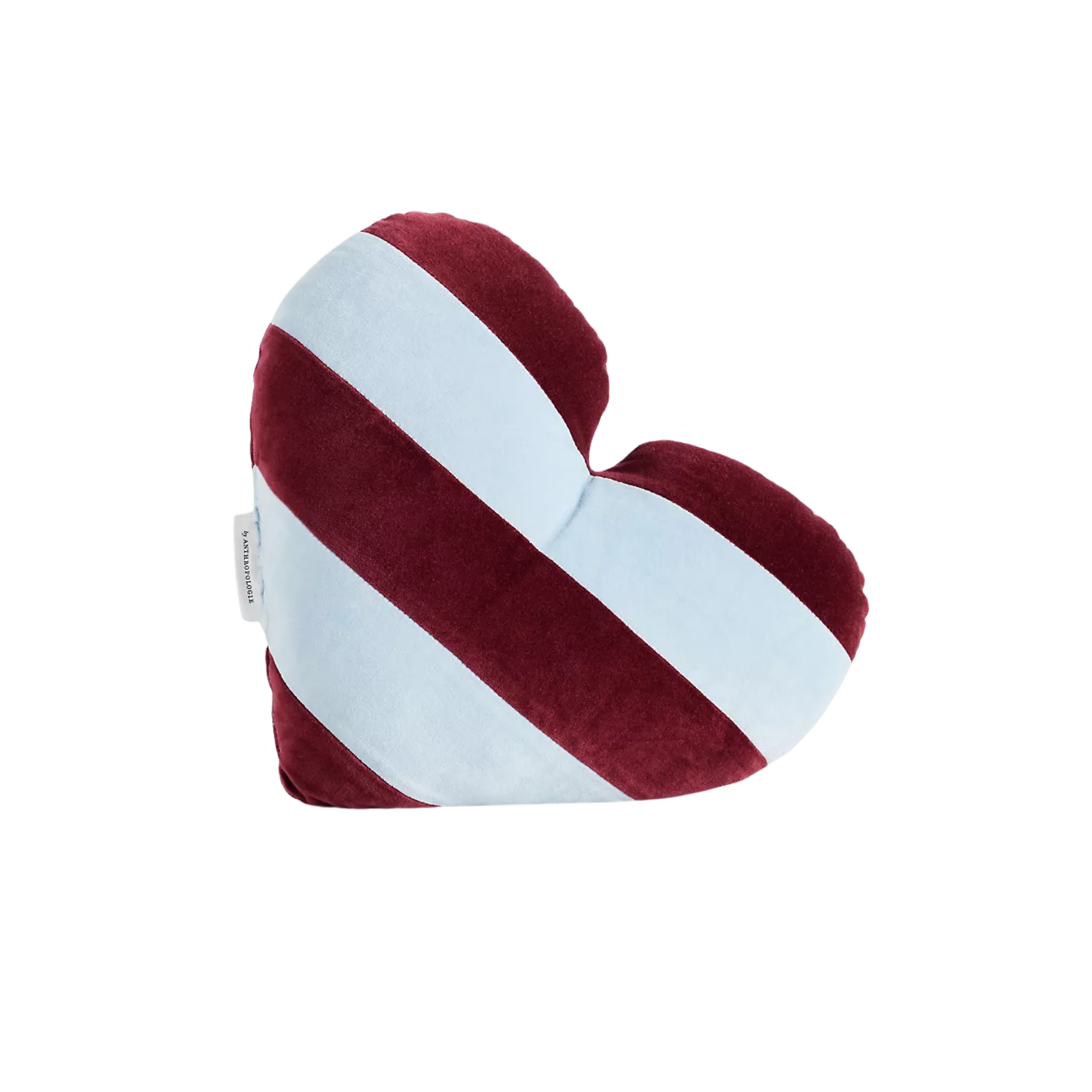 a heart shaped blue and red pillow