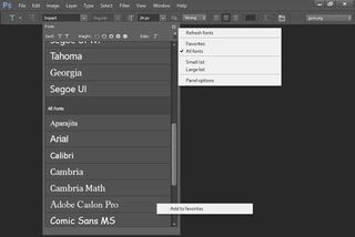 Font menu concept