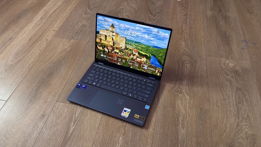 Acer Aspire 14 AI Laptop powered on to the Windows 11 login screen