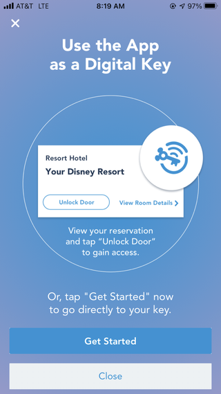 Digital key image from Disney app