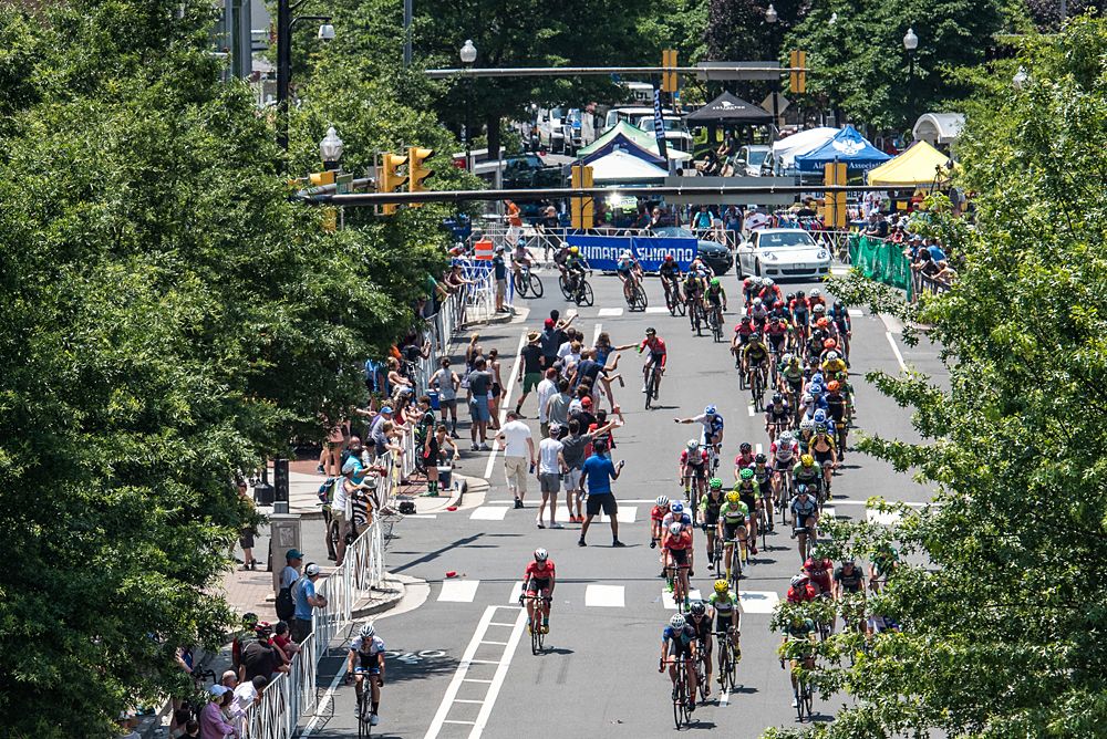 Riders turn into today's feed zone.