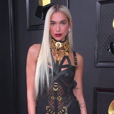 Dua Lipa Grammys bondage Versace