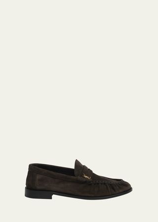 Suede Ysl Penny Loafers