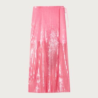 rotate birger christensen pink sequin midi skirt