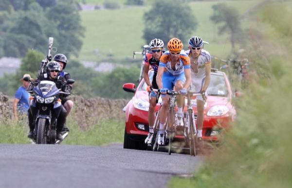 Peter Kennaugh (Sky) leads Geraint Thomas (Sky) and Ian Stannard (Sky).