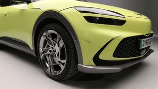 Close-up of front wheel