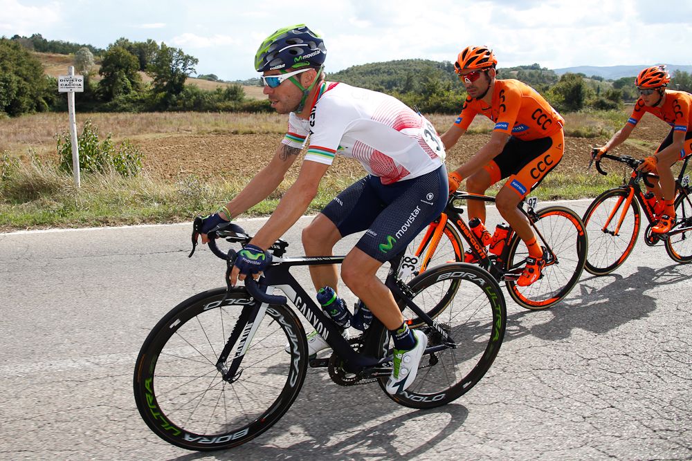 Giovanni Visconti (Movistar) in the bunch during stage 2 at Giro della Toscana