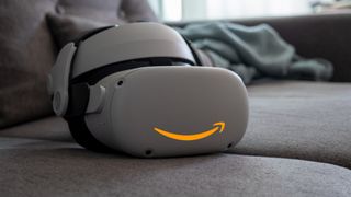 Amazon logo on a Meta Quest 2 headset