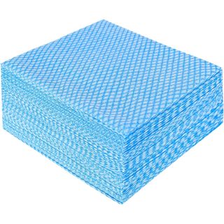 A stack of blue cleaning cloths