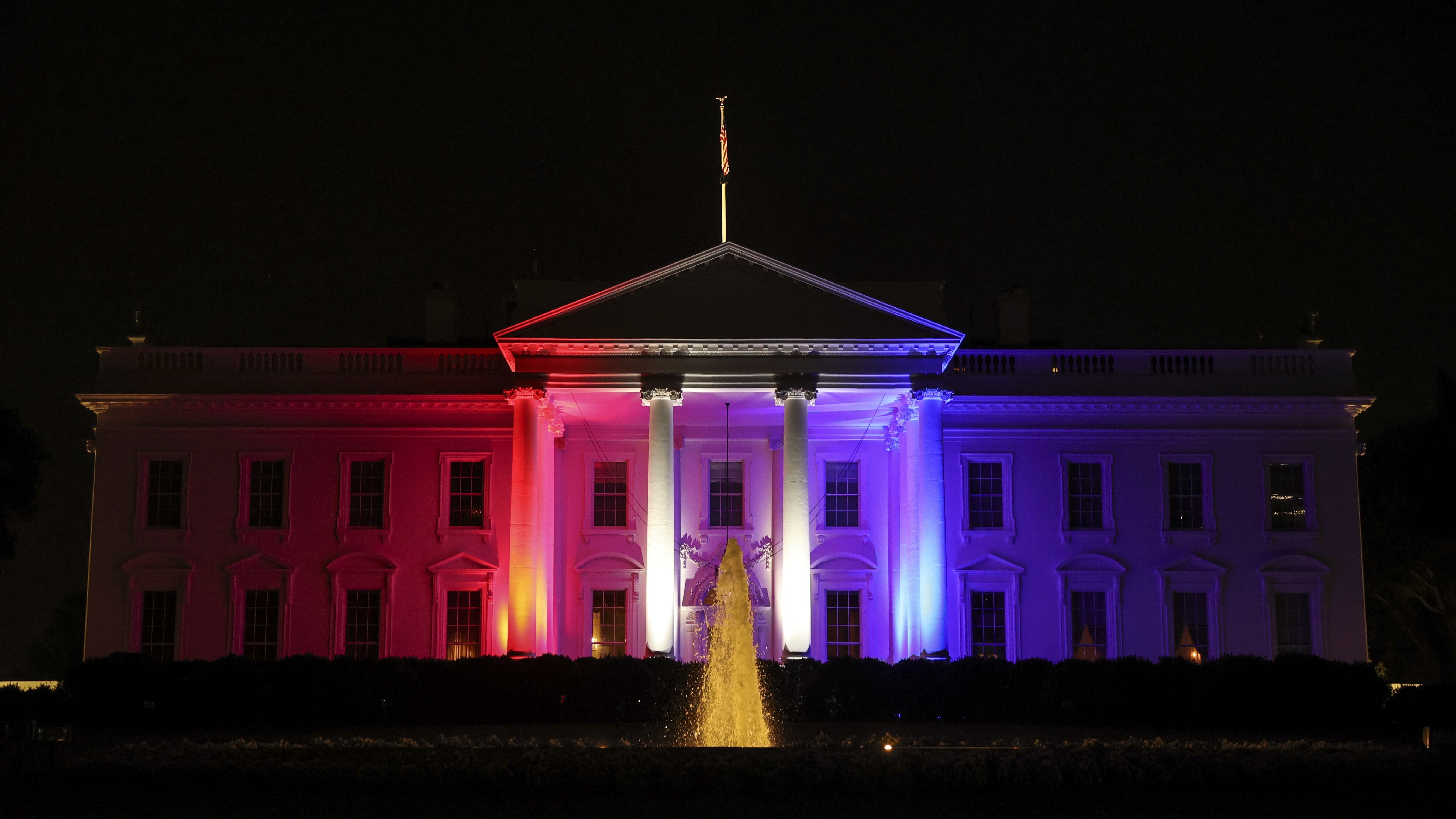 White House illuminated at night