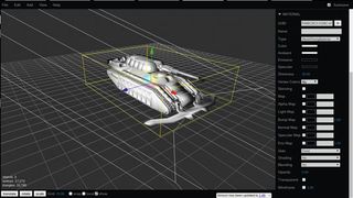 Tank model shown in the three.js editor with materials and lighting. The editor is a great place to experiment with materials