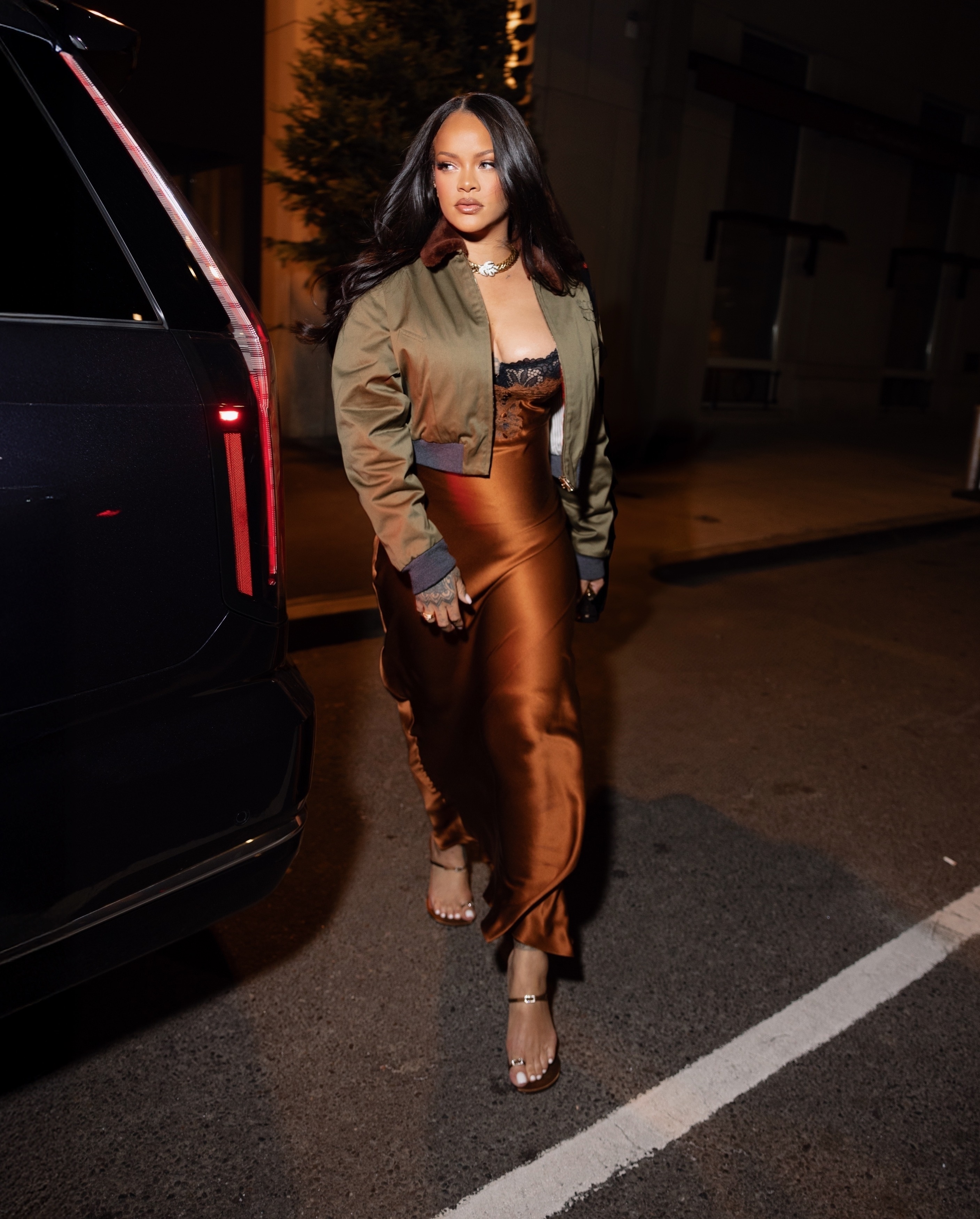 Rihanna supported A$AP Rocky at his album release party in the satin slip dress trend