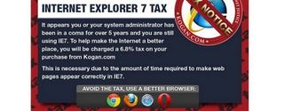 Internet Explorer 7 tax notice