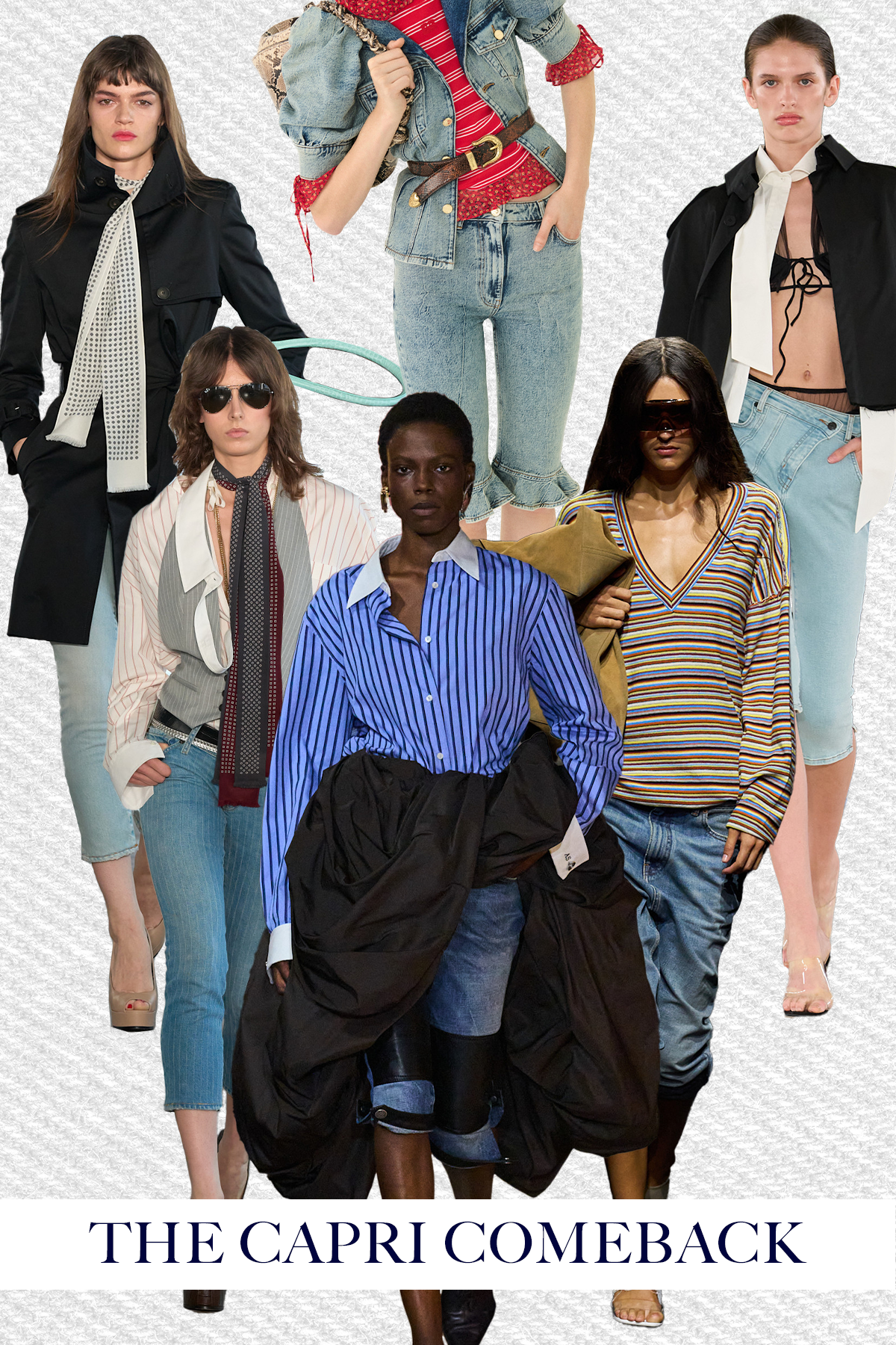 A selection of runway models showcase the biggest denim trends of spring/summer 2027 on the runway