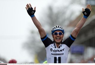 John Degenkolb (Giant-Shimano) raises his arms in triumph