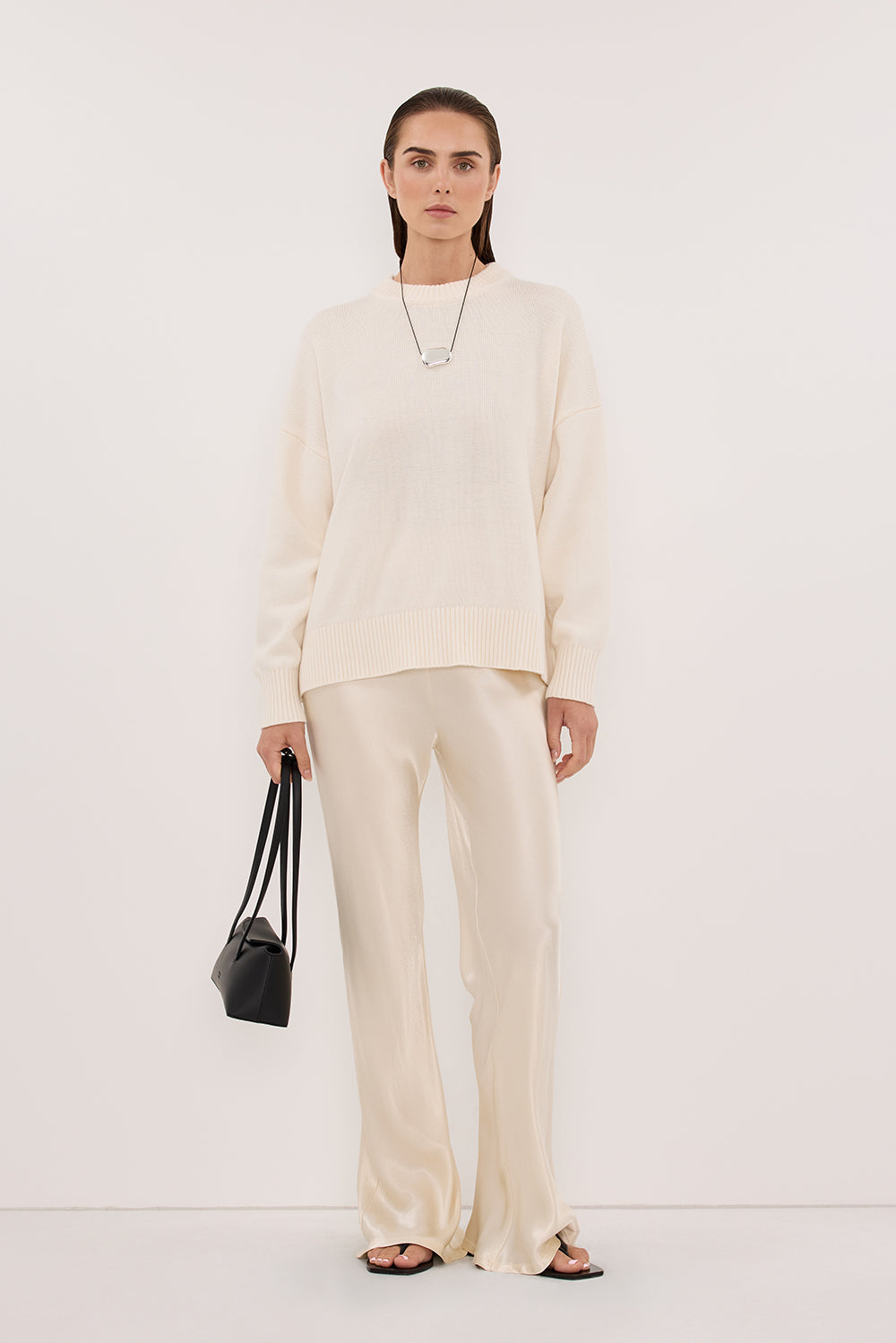 Nikki Cream Satin Bias Pant - 2 / Cream