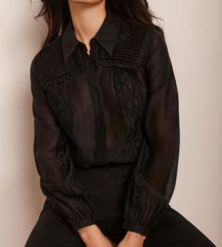 Image of black velvet blouse