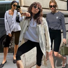 fashion collage featuring three fashion influencer including Géraldine Boublil, Emilie T., and Camille Charriere wearing chic outfits with the capri pant trend