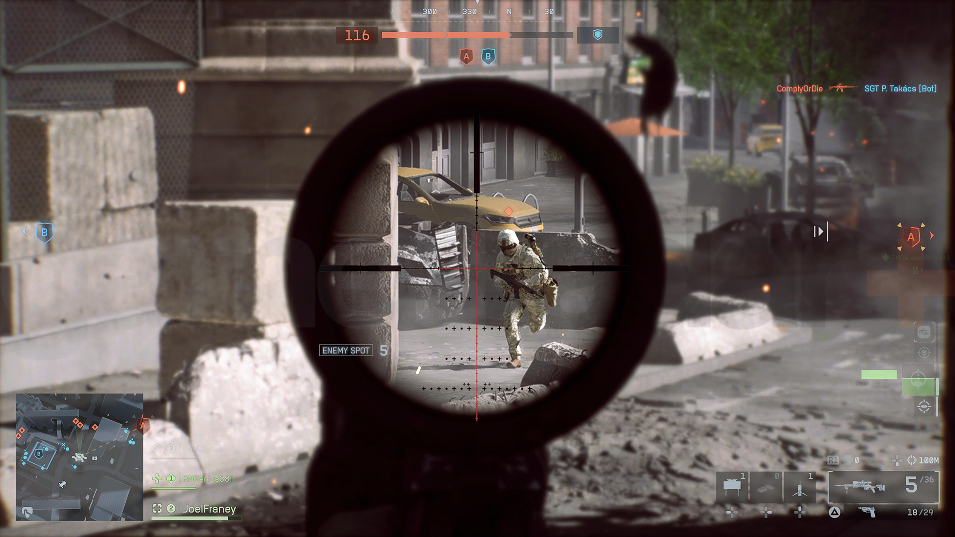 A Recon player snipes another in Battlefield 6