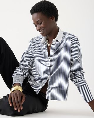 Cropped Garçon Shirt in Striped Print