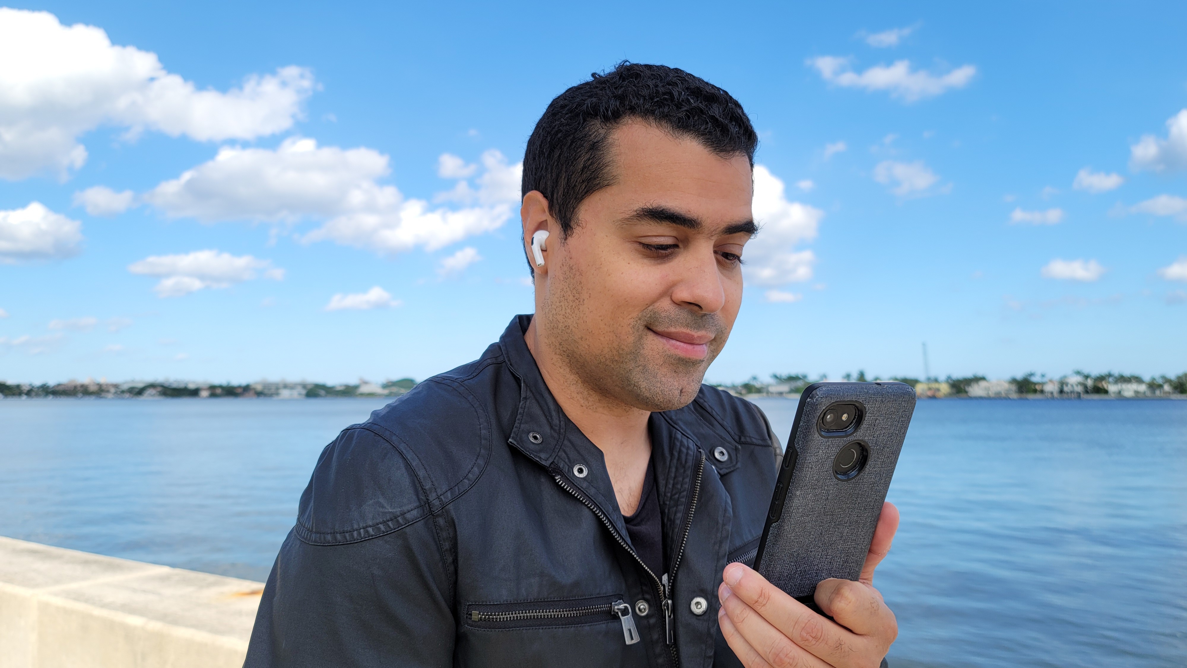 A video call being taken on the Apple AirPods 3