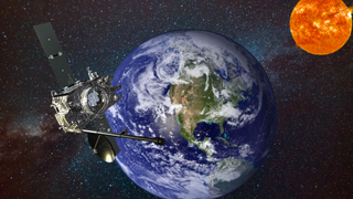 An illustration shows NASA's STEREO-A probe making a close approach to Earth after 17 years.