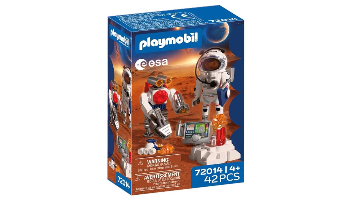 Producto de un set espacial de Playmobil colocado delante de un fondo blanco.