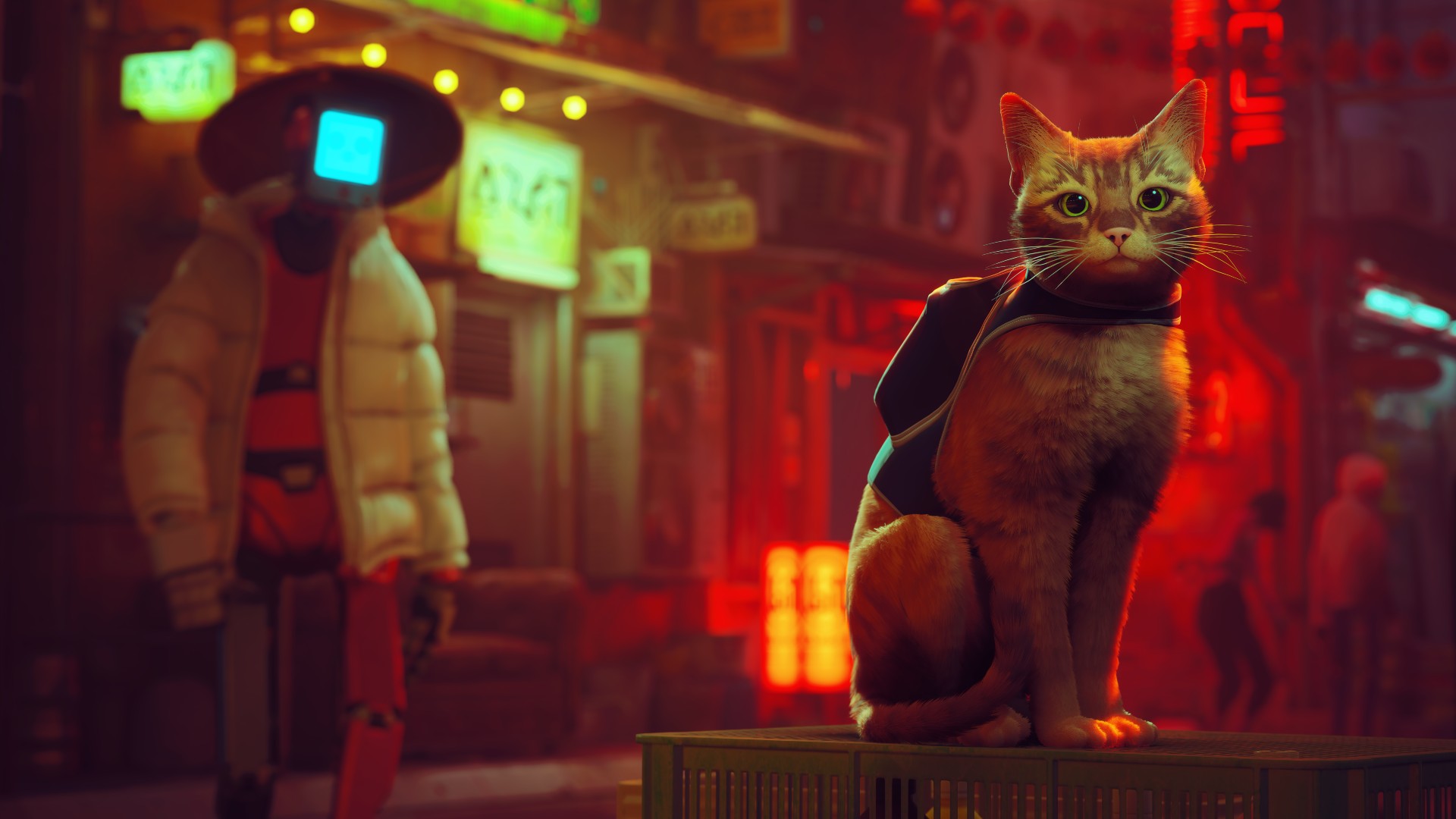 A Video Game Where You Play a Stray Cat Navigating a Futuristic Cybercity  in Order to Find Way Your Home