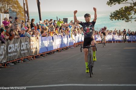 Tobin Ortenblad (Santa Cruz/Donkey Label) claims victory at the line in Gloucester