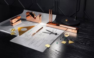 London brand Tom Dixon launched a line of copper stationery including a stapler, tape dispenser, desk tidy and a pen