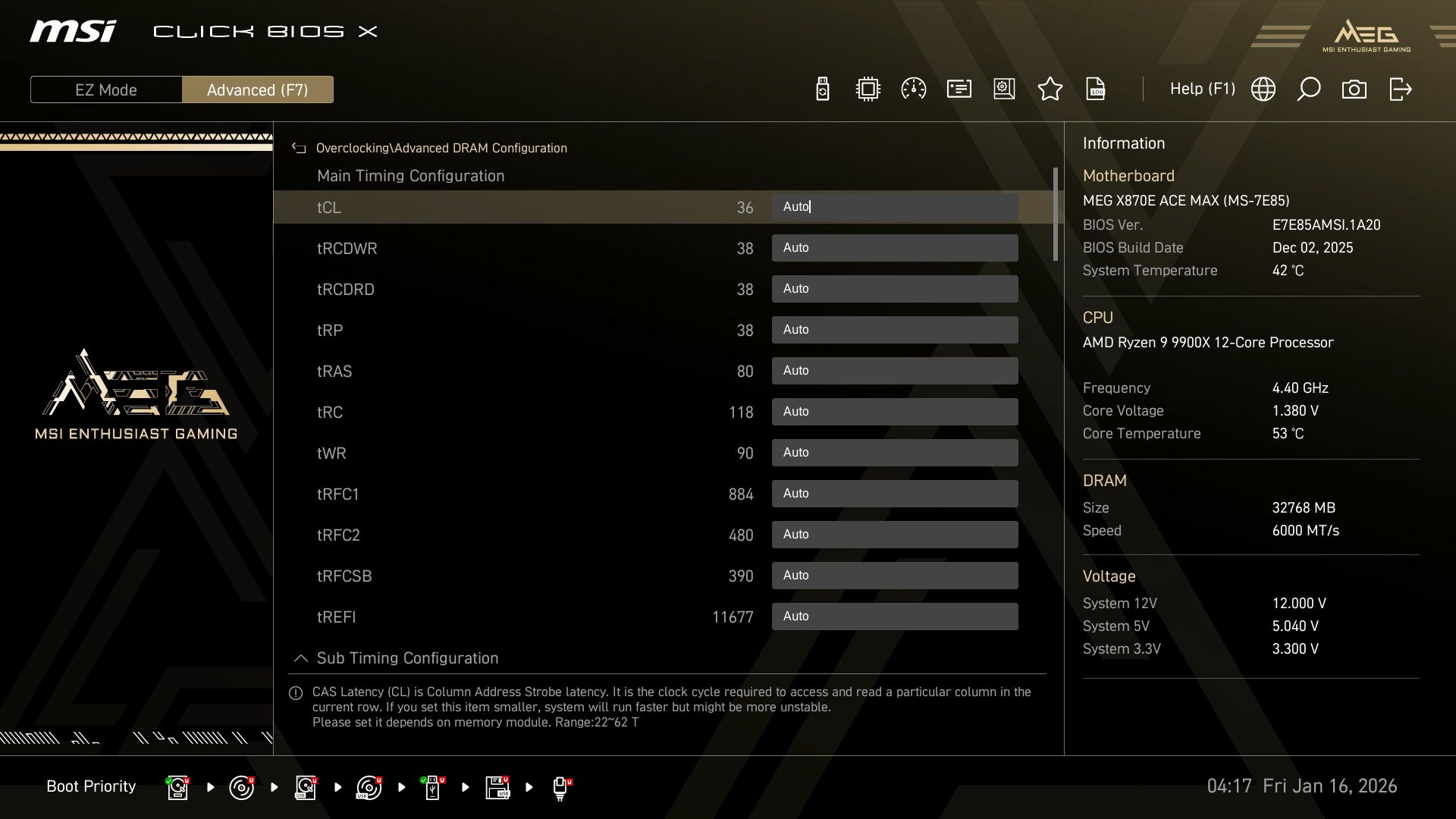 MSI MEG X870E Ace Max - BIOS