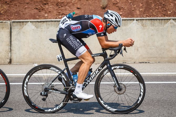 Jasper Philipsen (Hagens Berman Axeon) tries to get away early in the day on stage 6 of the 2018 Tour of Utah