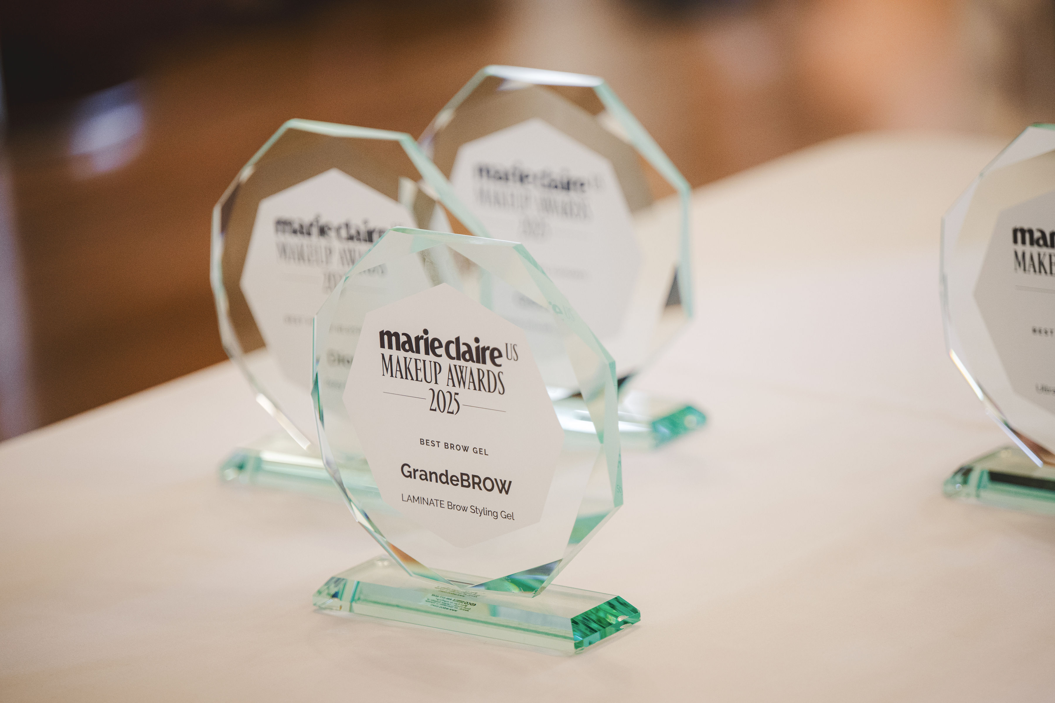 Trophies at the Marie Claire Beauty Awards breakfast.