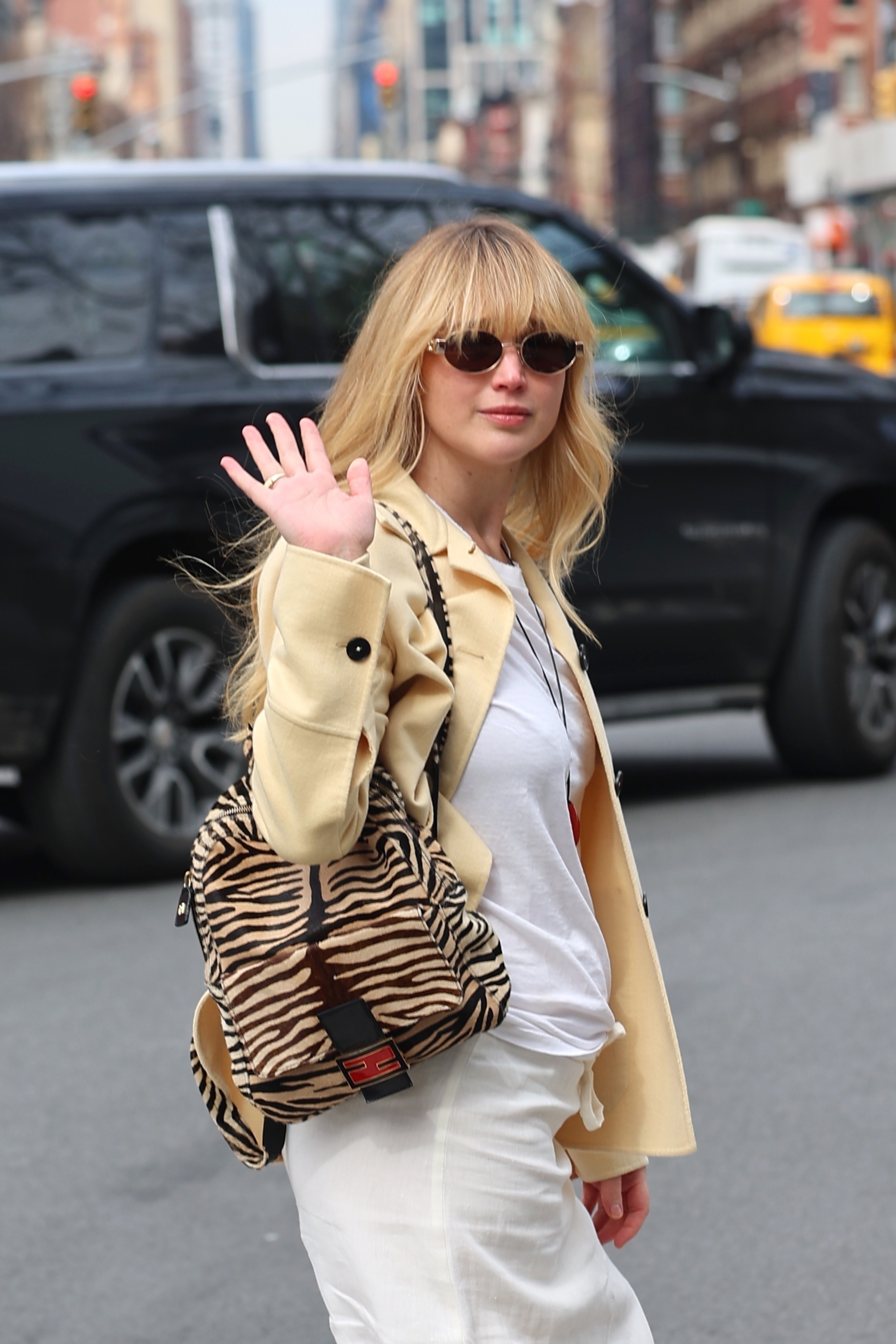 Jennifer Lawrence wore a zebra-print Fendi bag in NYC