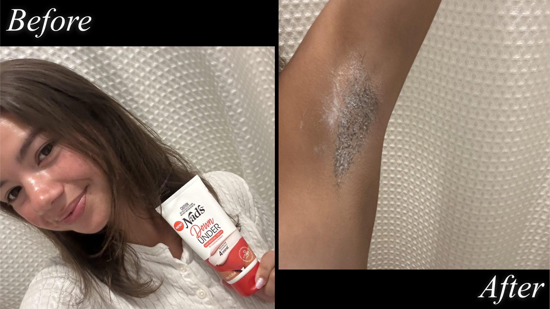 Malcia Greene tests Nad's Down Under hair removal cream.